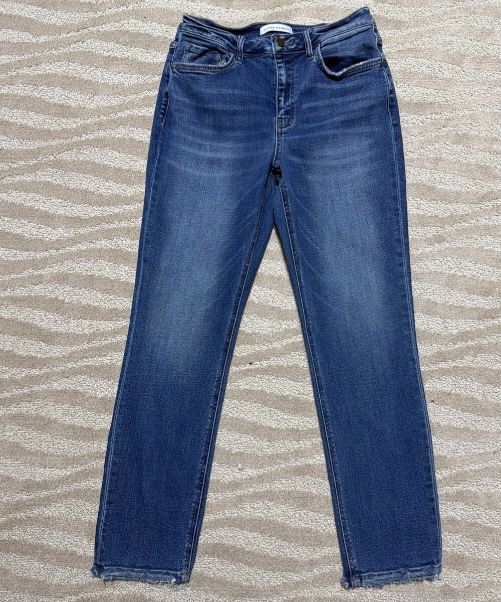 Flying Monkey Raw Hem Skinny Jeans Womens 26 Blue High Rise Stretch Denim